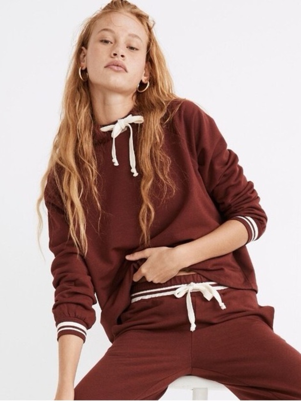 Madewell Oversized Superbrushed Mock Neck Hoodie Sweatshirt Small